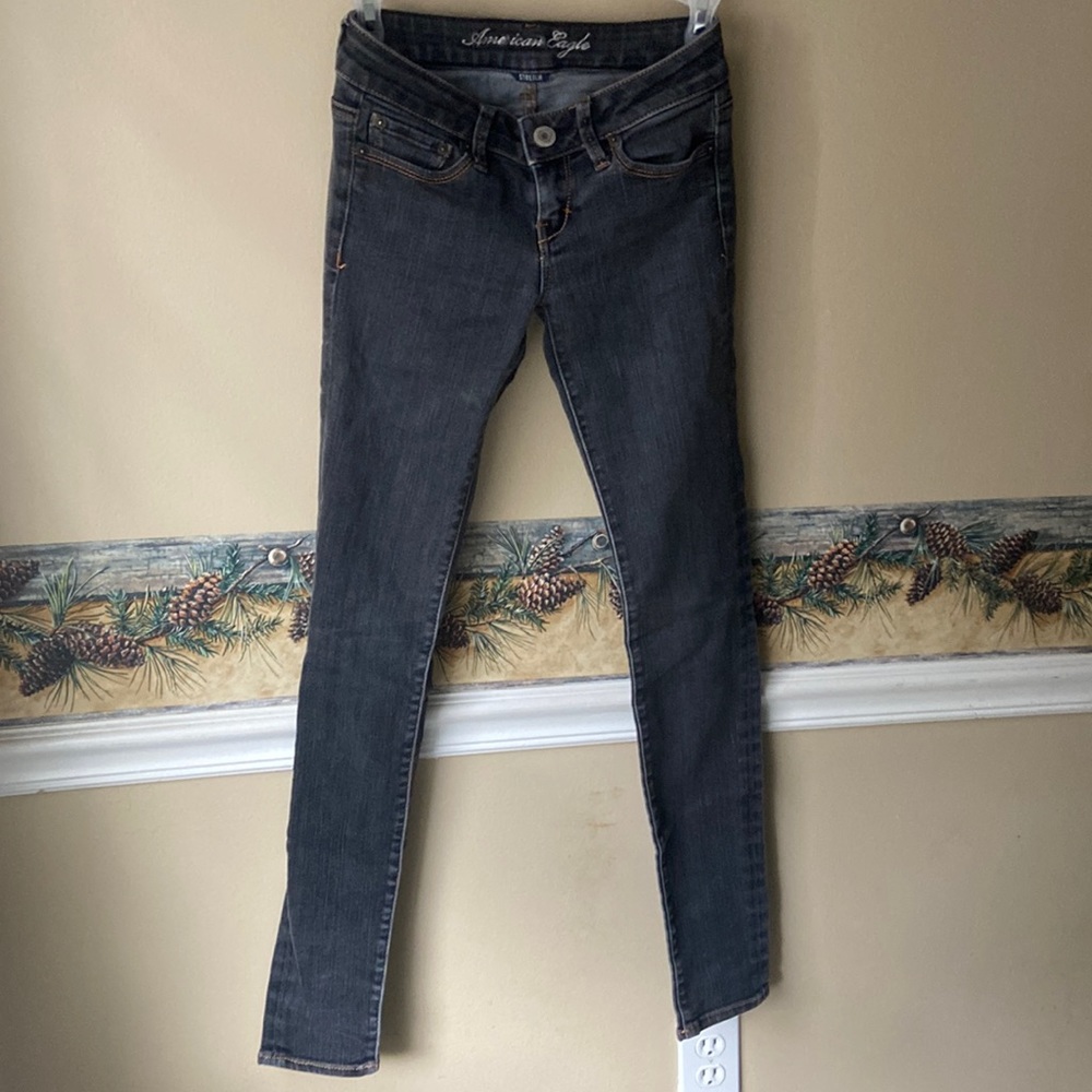 American Eagle low rise black jeans, size 0